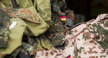 Close up on German flag on military uniform