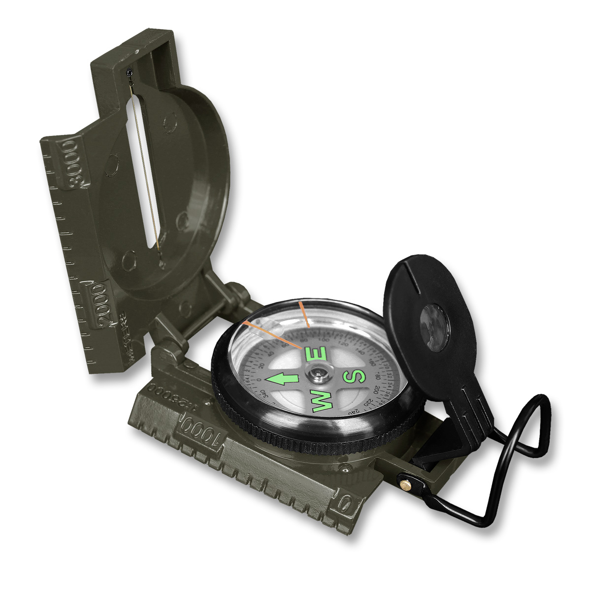 Bundeswehr oliv Metallgehäuse Navigation Army Ranger Marschkompass US Kompass 