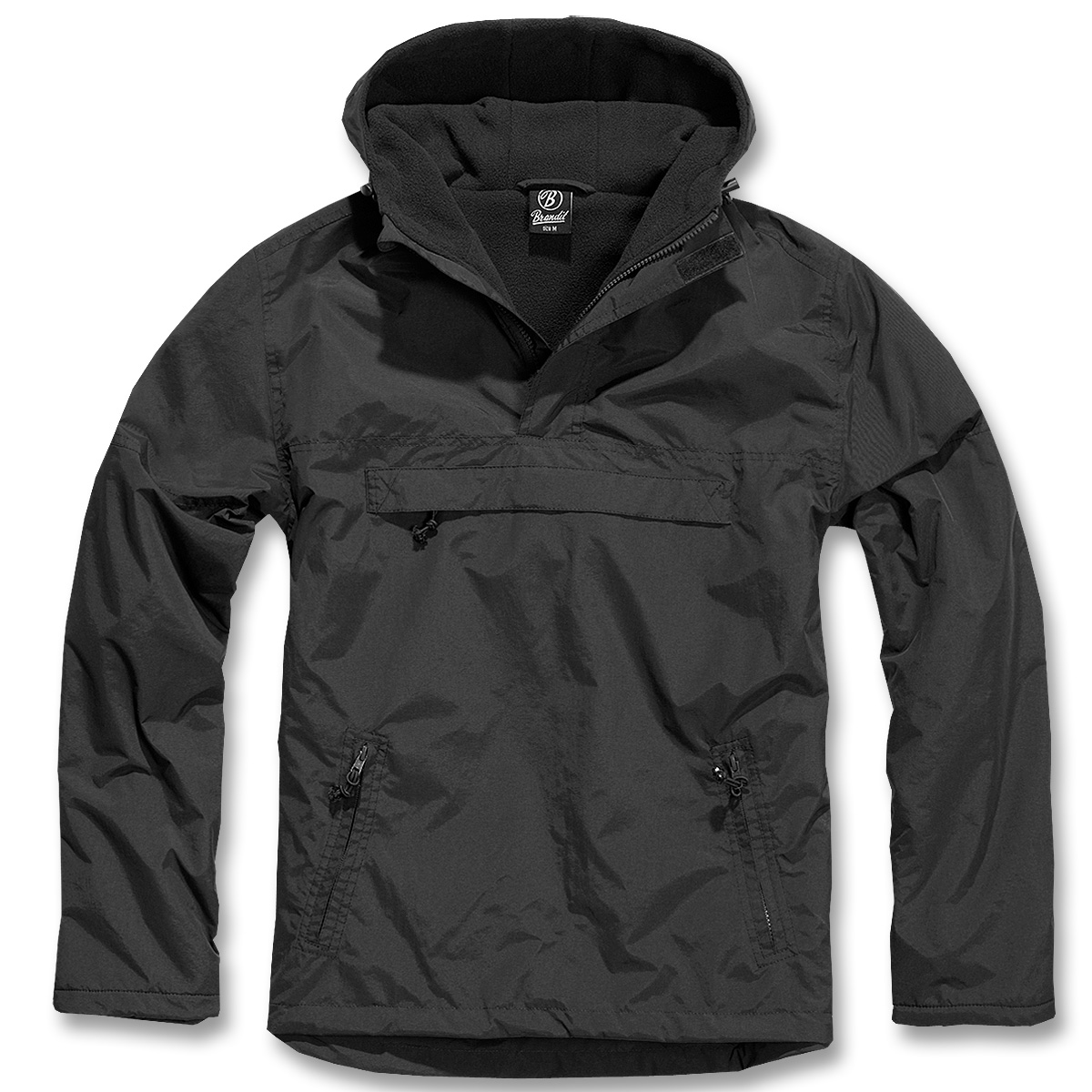 Hooded Windbreaker m. Fleecefutter schwarz, Größe 5XL