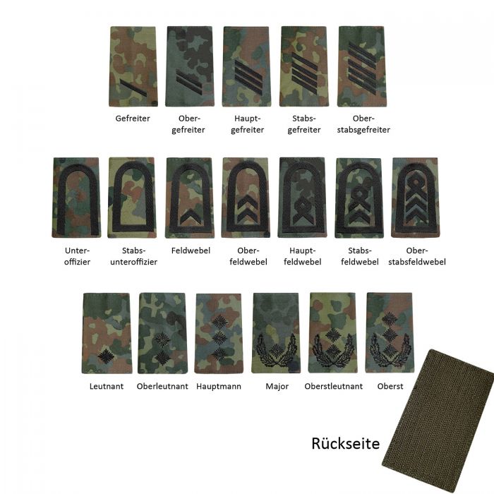 Bundeswehr Rangschlaufen Heer schwarz auf Tarn Oberstabsgefreiter 1 paar