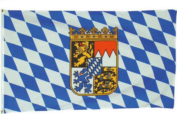 Fahne Bayern mit Wappen Staatswappen Flagge 90x150 cm Hissfahne BAYERN BAVARIA 