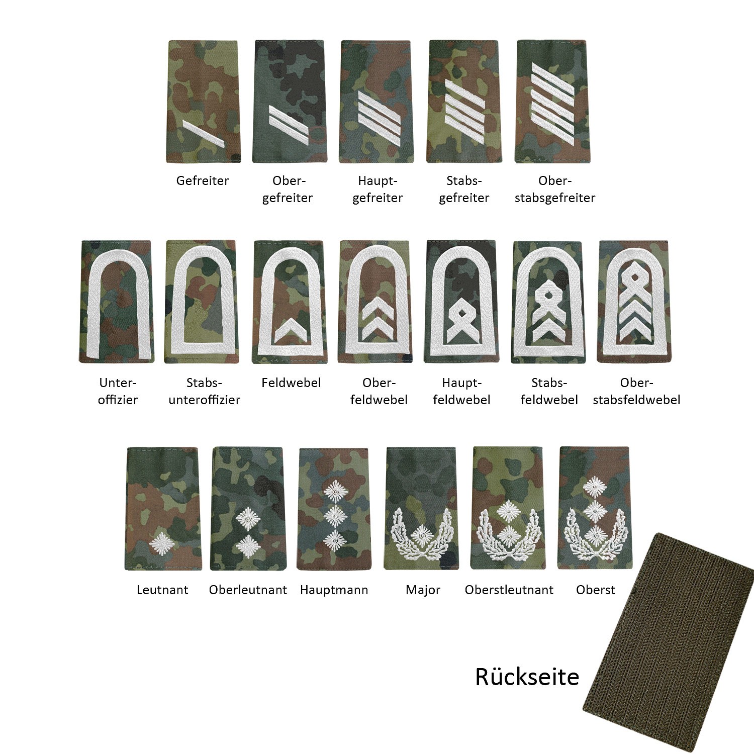 Bundeswehr Rangabzeichen Heer mit KLETT im
