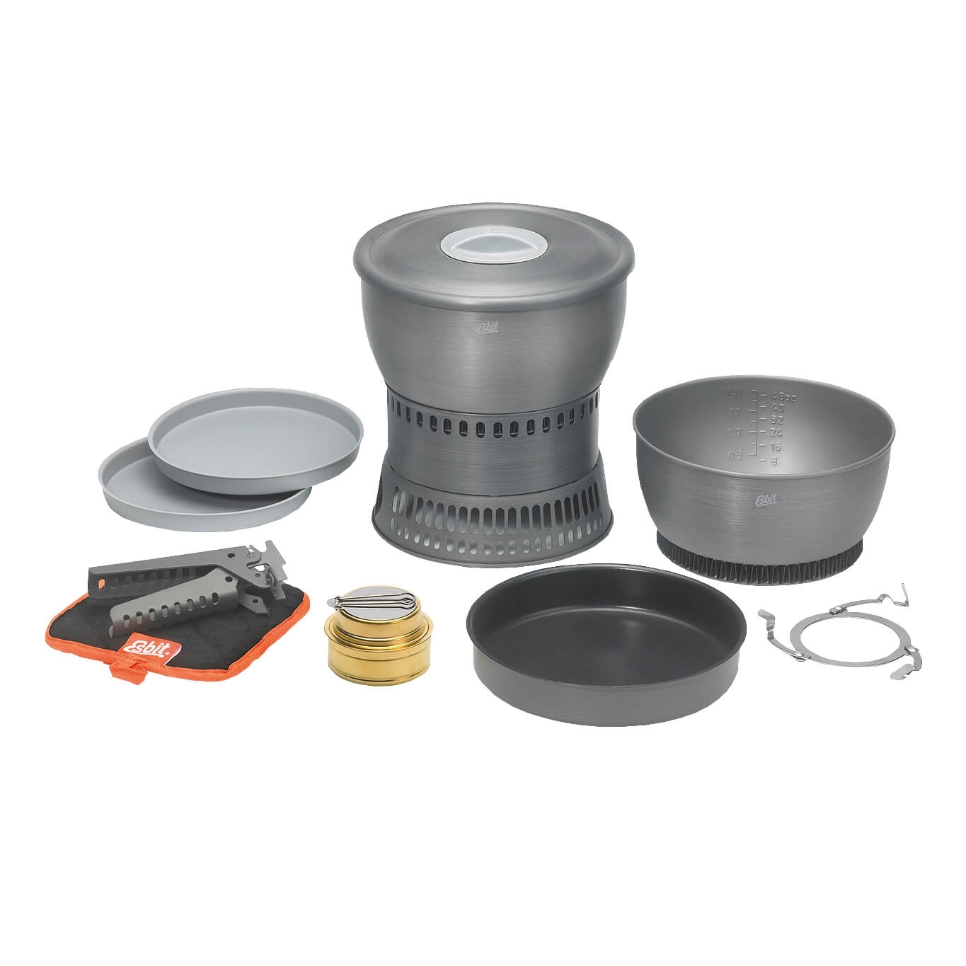 Aluminium Kochset mit Spiritusbrenner
