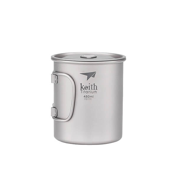 Titan Becher mit Klappgriff und Deckel