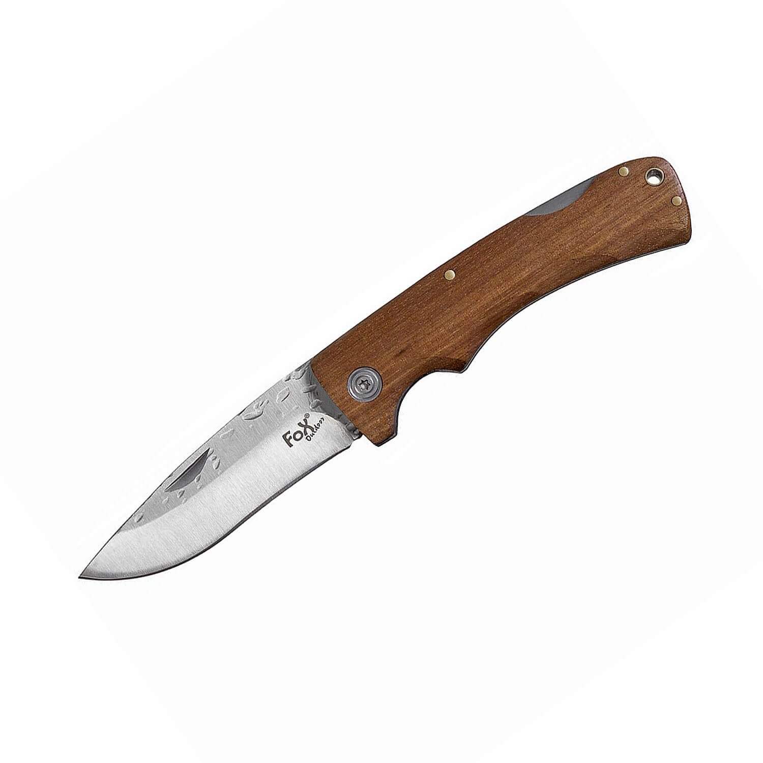 Klappmesser m. Holzgriff und Hammerschlagklinge