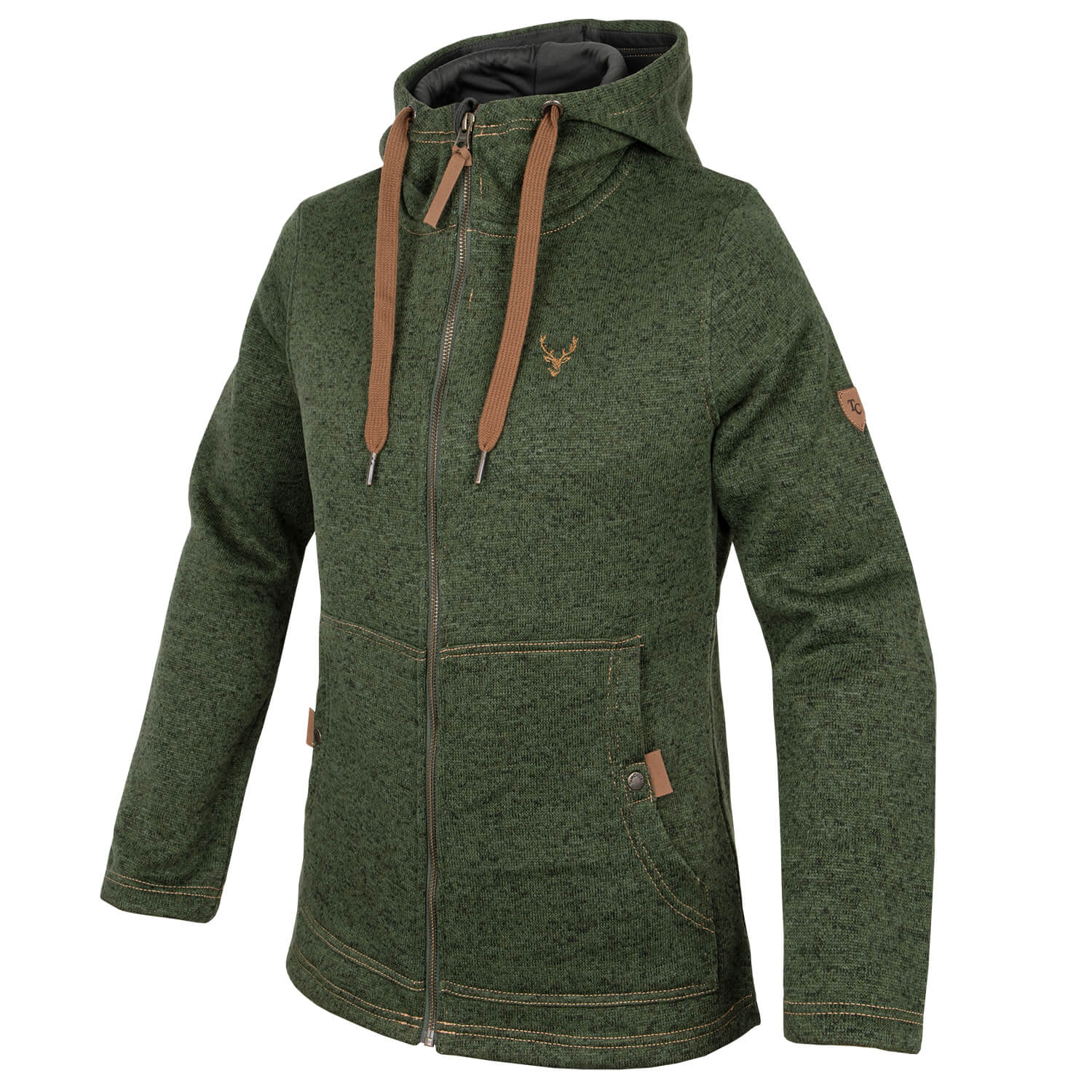 Womens Strickfleece Jacke mit Kapuze
