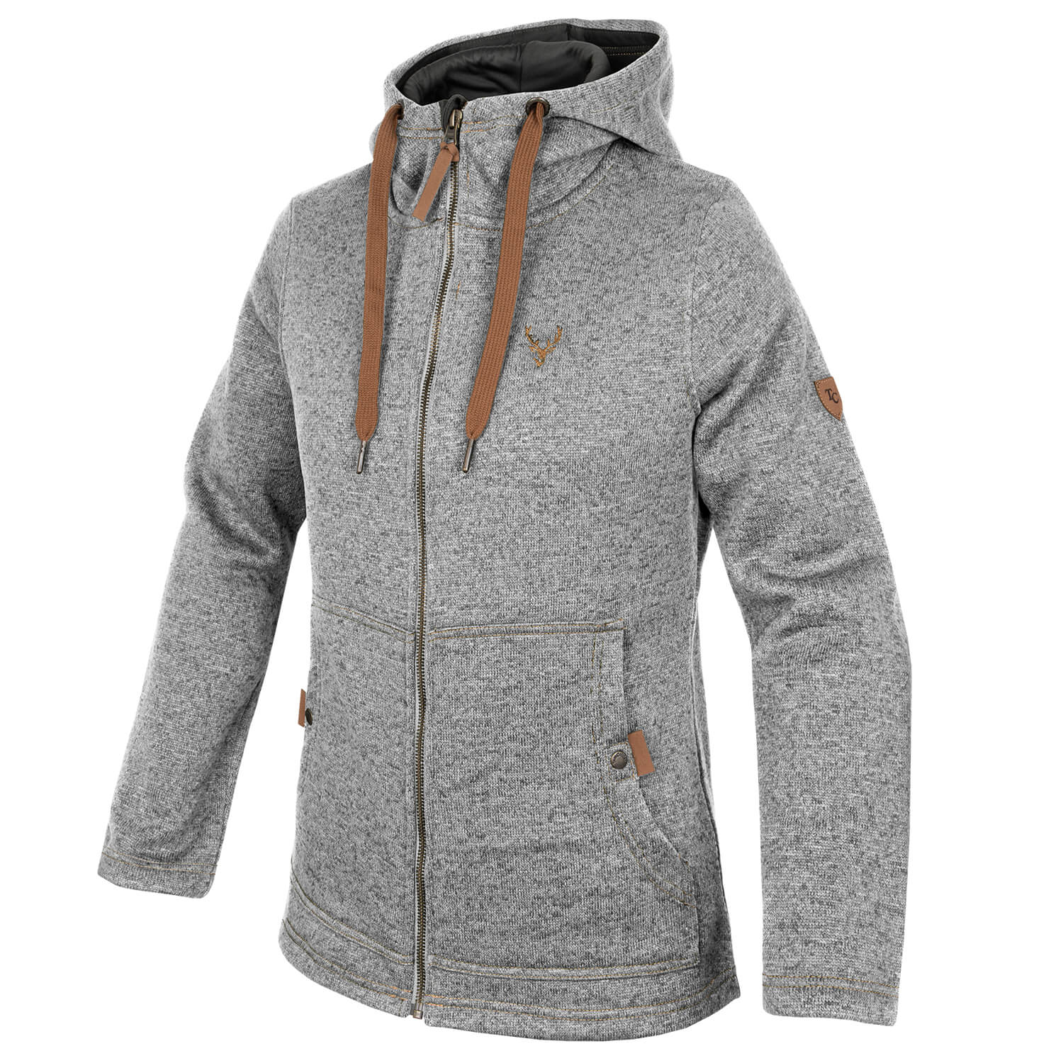 Womens Strickfleece Jacke mit Kapuze