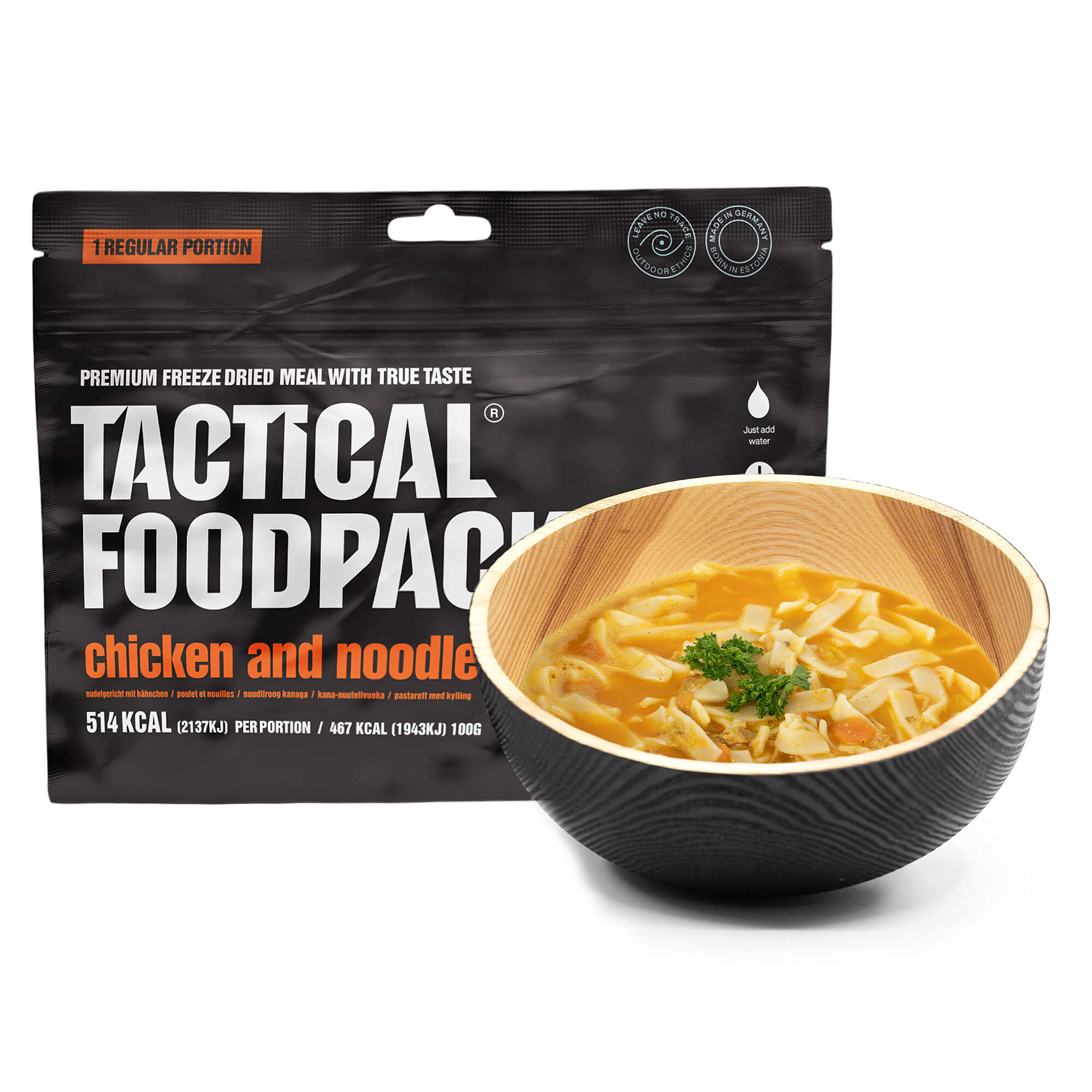 Hauptmahlzeit Nudelgericht mit Hähnchen