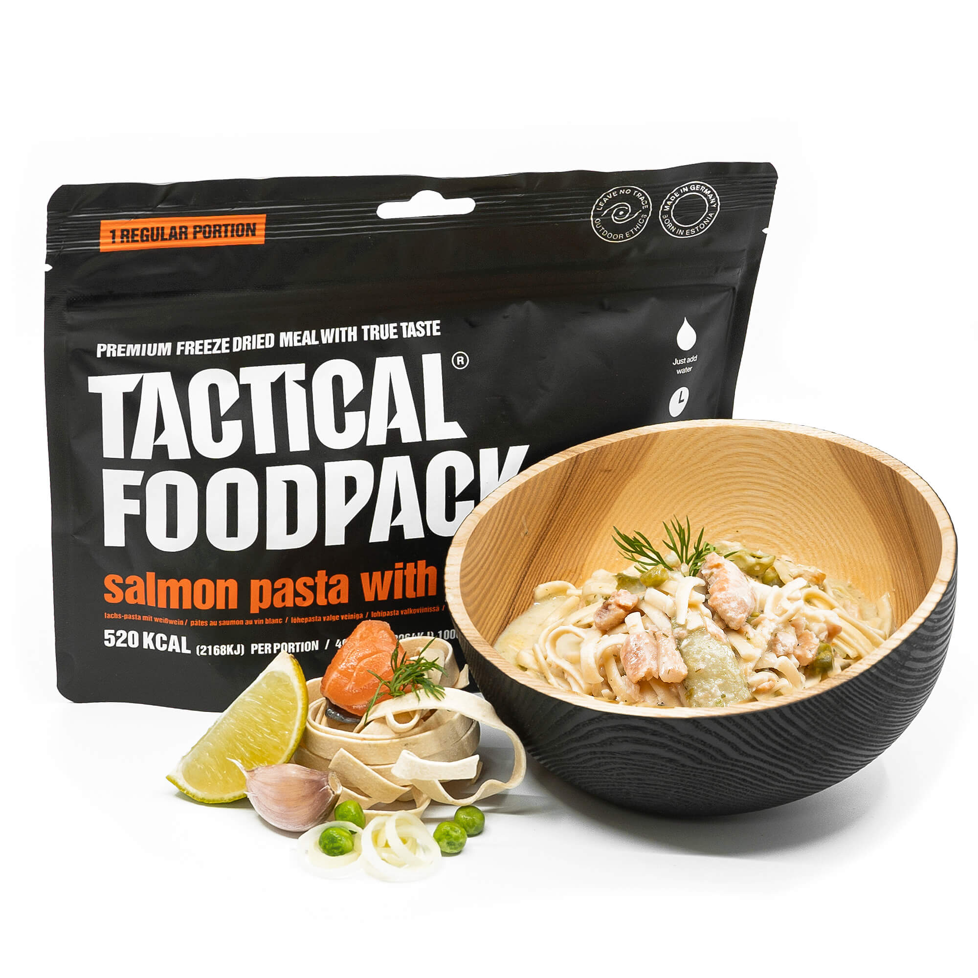 Hauptmahlzeit Lachs-Pasta mit Weißwein
