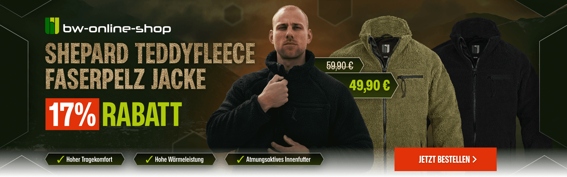 Deine Shepard Fleece-Jacke für nur 49,90 €