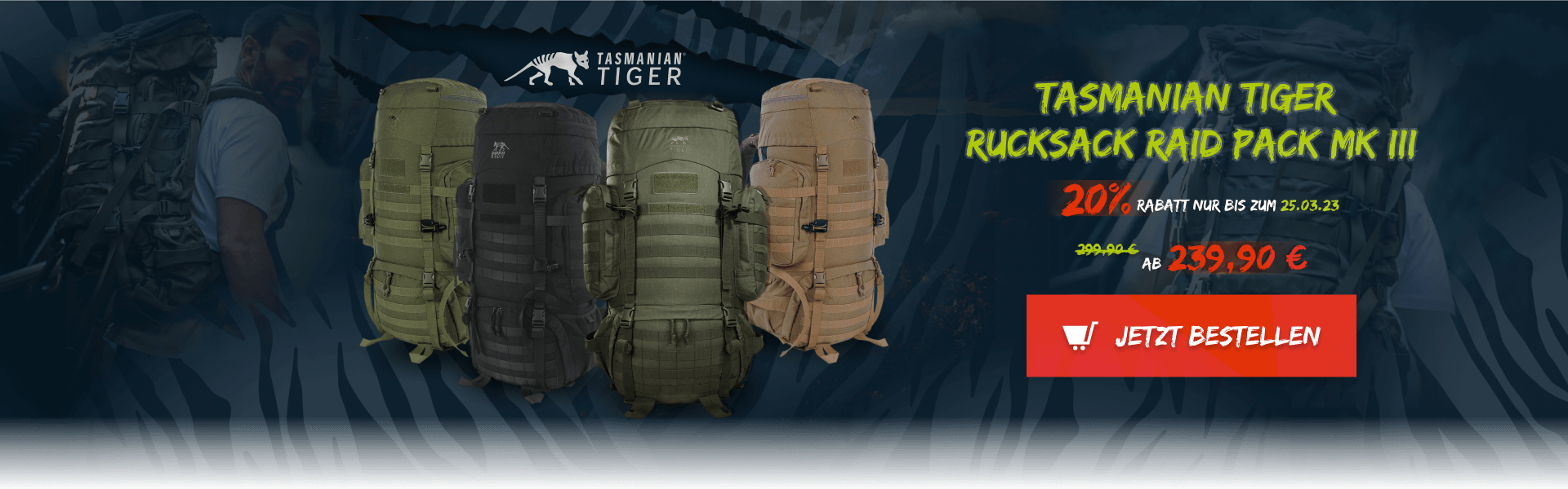 20% Rabatt auf Tasmanian Tiger Rucksack Raid Pack MK III im bw-online-shop