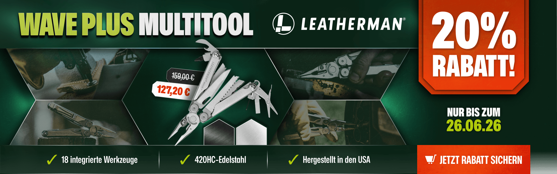 20% Rabatt auf das LEATHERMAN Wave Plus