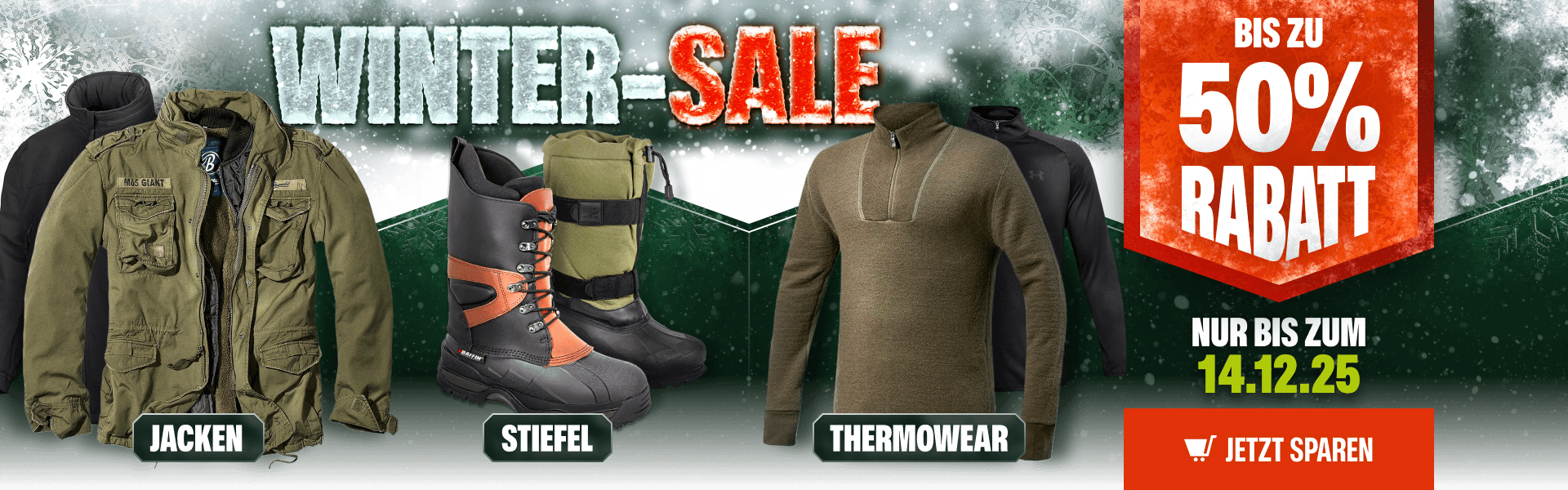Winter Sale: Du sparst bis zu 50% auf Jacken, Stiefel & Thermowear