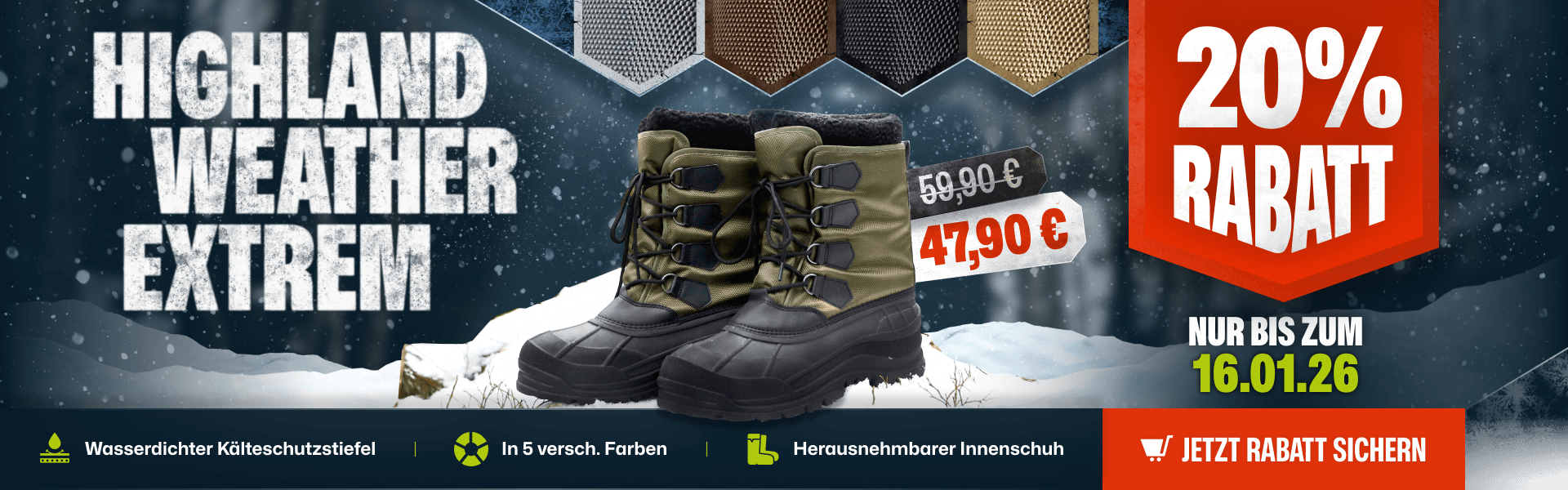 20% Rabatt auf Winterstiefel Highland Weather Extrem